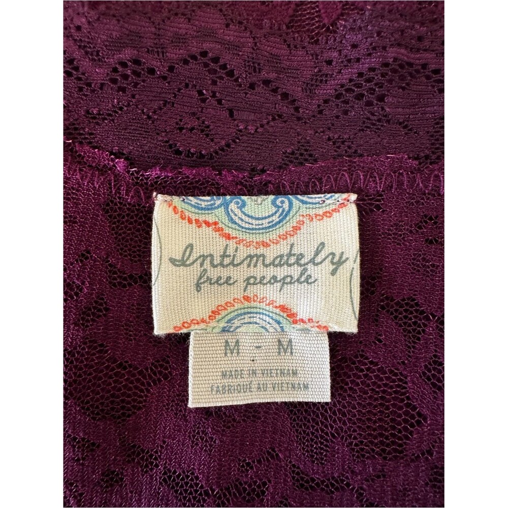 Free People Off-Shoulder Long Sleeve Lace Top Purple Medium - Picture 3 of 8